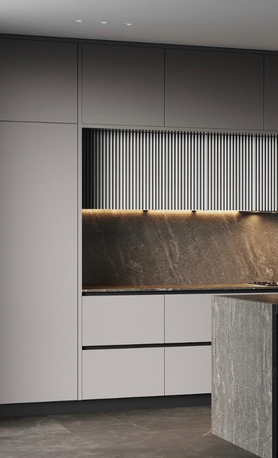 Clean Lines and Chic Accents: Minimalistic Design with Contrasting Aluminum Slats