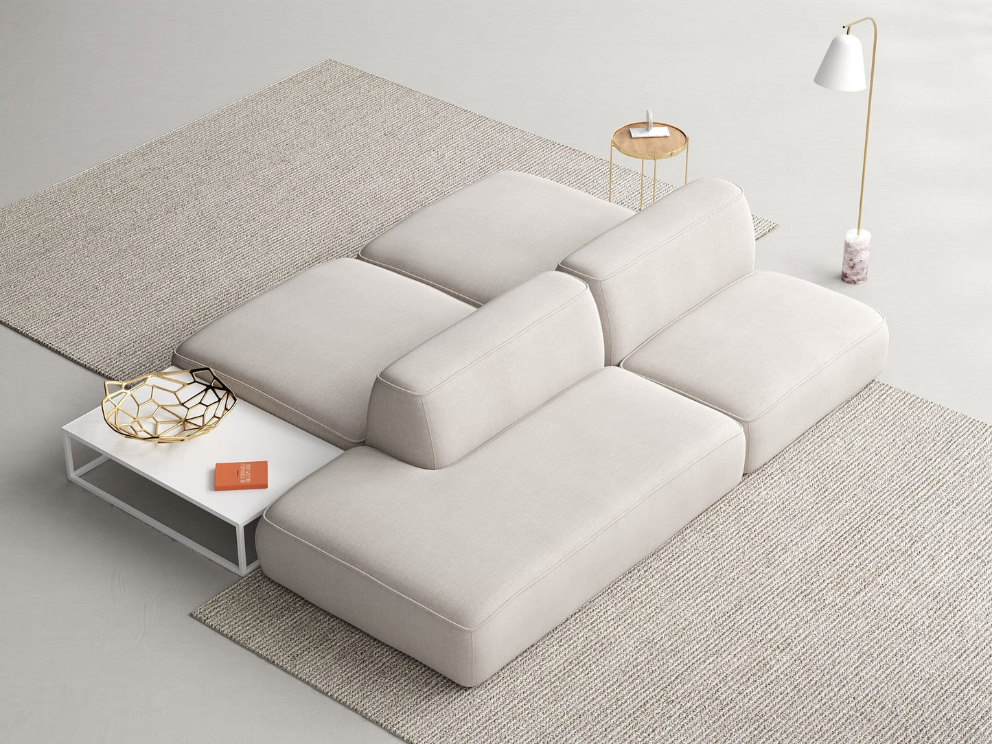 Marcel Sofa Suede 94.5", 4 Modules, Left