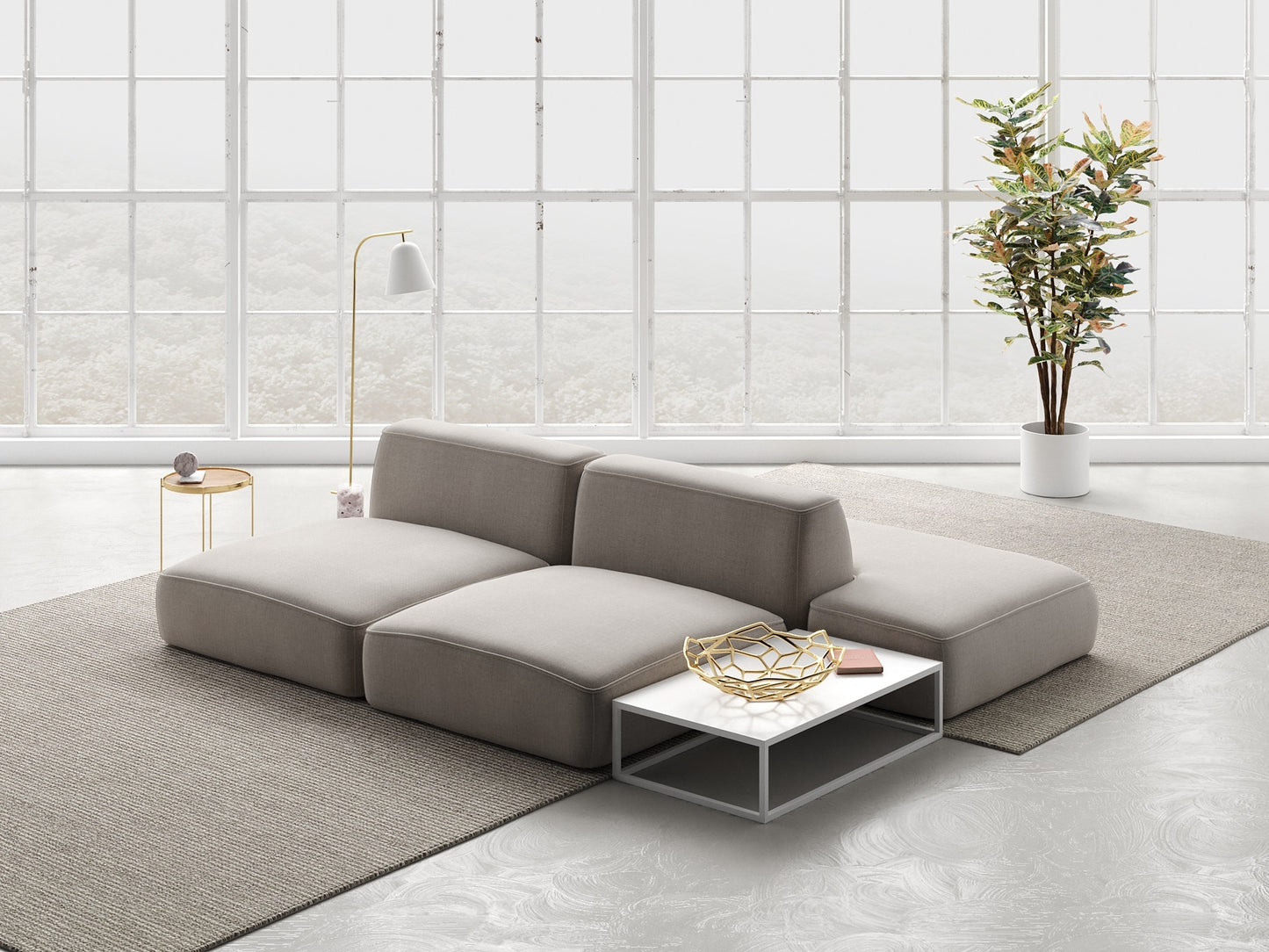 Marcel Sofa Suede 94.5", 4 Modules, Left