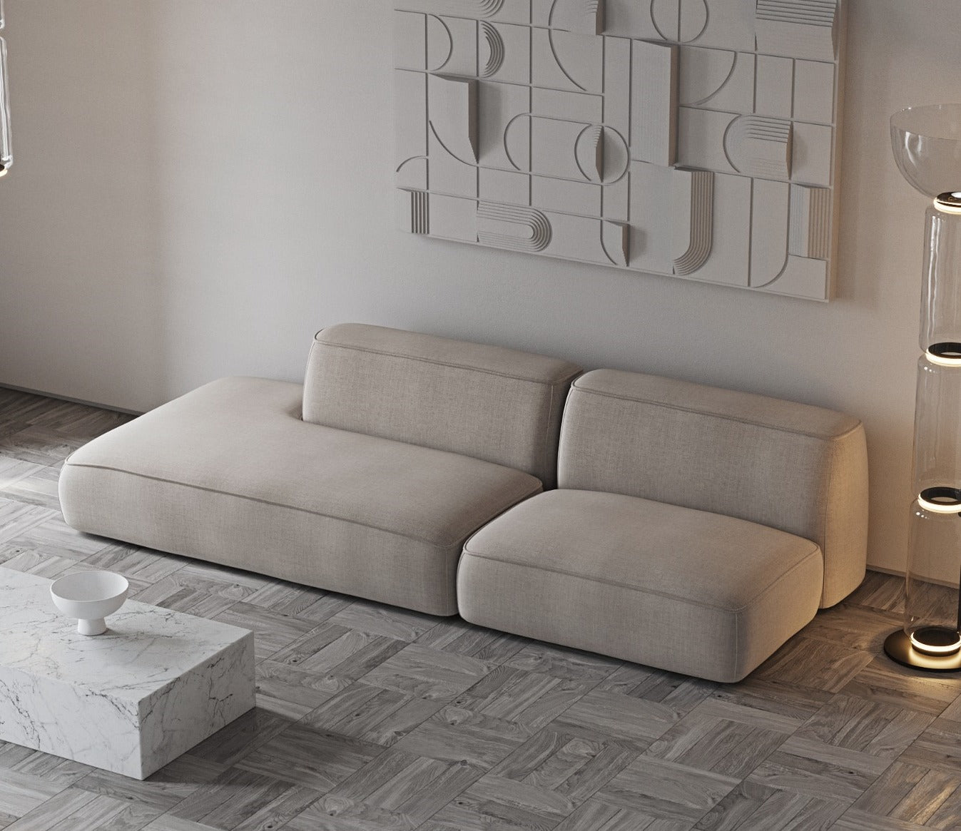 Marcel Sofa Suede 94.5" Left